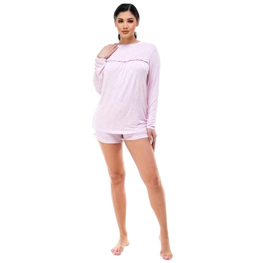 Emerson Road Pajama Set Women Small Pink‎ Giraffe Ruffled Long Sleeve Set NWT